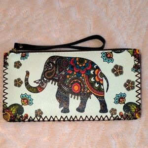 BNWOT Colorful Elephant Pattern Wristlet/Wallet